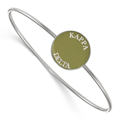 LogoArt Kappa Delta Bracelet - Sterling Silver Rhodium-Plated Enameled Slip-on Bangle - SS022KD-7