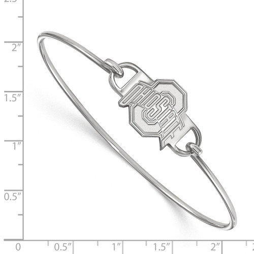 LogoArt Ohio State University Bracelet - Sterling Silver Rhodium-Plated The Small Center 7 Inch Wire Bangle - View 2