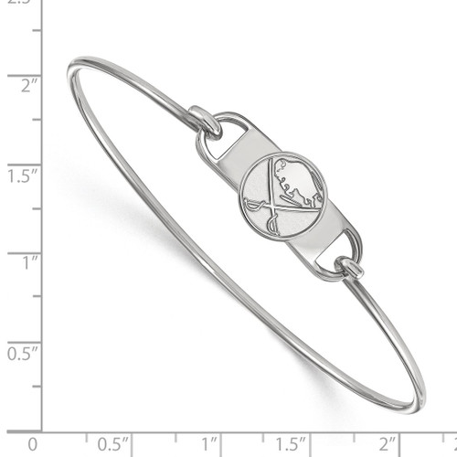 LogoArt Buffalo Sabres Bracelet - Sterling Silver Rhodium-Plated Small Center 7 Inch Wire Bangle - View 2