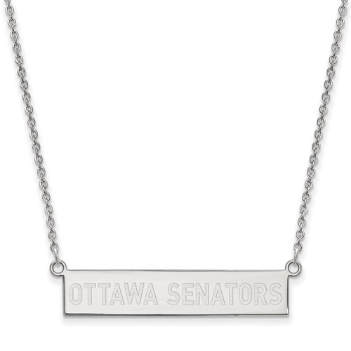 LogoArt Ottawa Senators Necklace - Sterling Silver Rhodium-Plated Small Bar 18 Inch