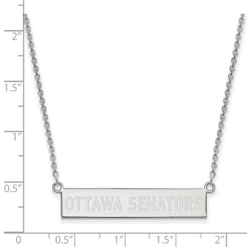 LogoArt Ottawa Senators Necklace - Sterling Silver Rhodium-Plated Small Bar 18 Inch - View 2