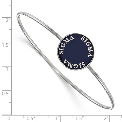 LogoArt Sigma Sigma Sigma Bracelet - Sterling S. Rhodium-Plated Enameled Slip-on Bangle - SS022SSS-7 - View 2