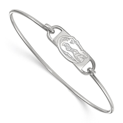 LogoArt University of Florida Bracelet - Sterling Silver Rhodium-Plated Gator Small Center 7 Inch Wire Bangle