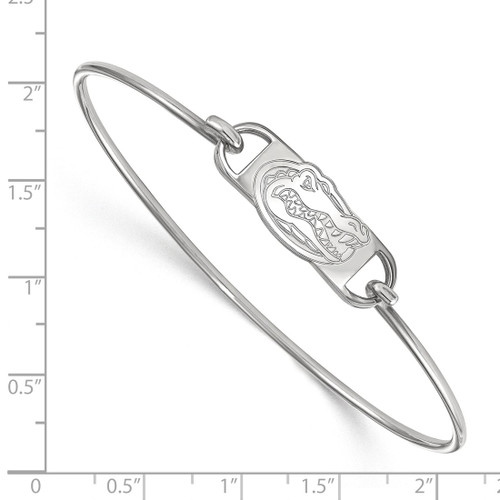 LogoArt University of Florida Bracelet - Sterling Silver Rhodium-Plated Gator Small Center 7 Inch Wire Bangle - View 2