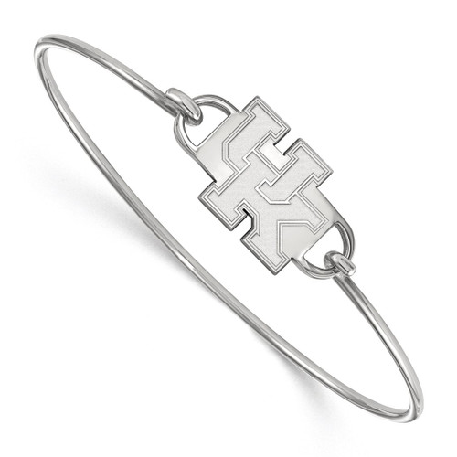 LogoArt University of Kentucky Bracelet - Sterling Silver Rhodium-Plated U-K Small Center 7 Inch Wire Bangle