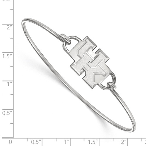 LogoArt University of Kentucky Bracelet - Sterling Silver Rhodium-Plated U-K Small Center 7 Inch Wire Bangle - View 2
