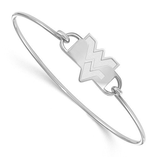 LogoArt West Virginia University Bracelet - Sterling Silver Rhodium-Plated W-V Small Center 7 Inch Wire Bangle