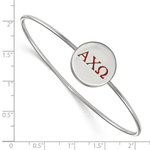 LogoArt Alpha Chi Omega Bracelet - Sterling Silver Rhodium-Plated Enameled Slip-on Bangle - SS023ACO-7 - View 2