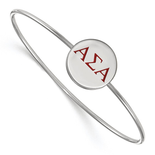 LogoArt Alpha Sigma Alpha Bracelet - Sterling S. Rhodium-Plated Enameled Slip-on Bangle - SS023ASI-7