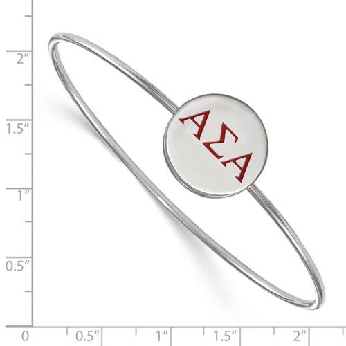 LogoArt Alpha Sigma Alpha Bracelet - Sterling S. Rhodium-Plated Enameled Slip-on Bangle - SS023ASI-7 - View 2
