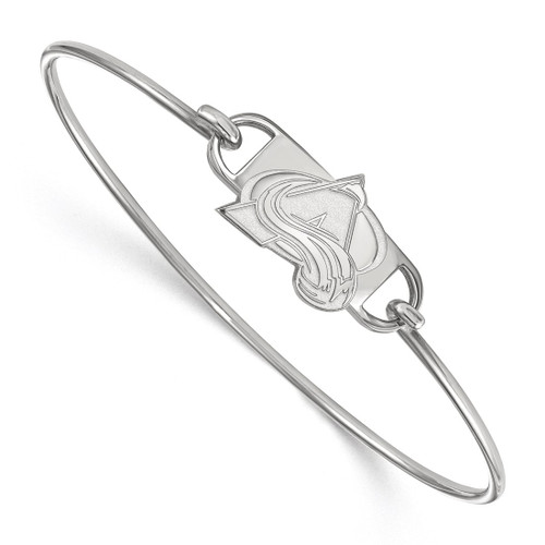LogoArt Colorado Avalanche Bracelet - Sterling Silver Rhodium-Plated Letter A Small Center 7 Inch Wire Bangle