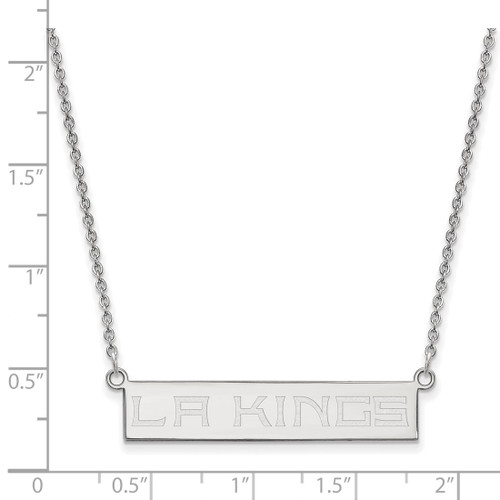 LogoArt Los Angeles Kings Necklace - Sterling Silver Rhodium-Plated Small Bar 18 Inch - View 2