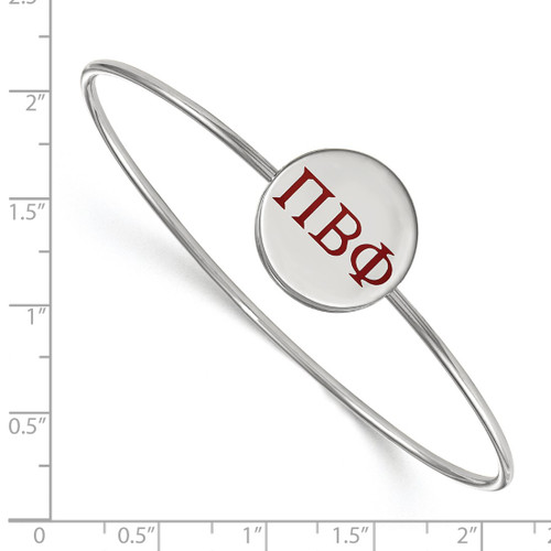 LogoArt Pi Beta Phi Bracelet - Sterling Silver Rhodium-Plated Enameled Slip-on Bangle - SS023PBP-7 - View 2