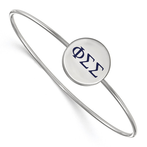 LogoArt Phi Sigma Sigma Bracelet - Sterling Silver Rhodium-Plated Enameled Slip-on Bangle - SS023PSS-7
