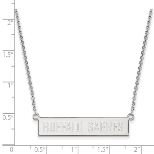 LogoArt Buffalo Sabres Necklace - Sterling Silver Rhodium-Plated Small Bar 18 Inch - View 2