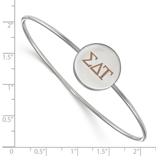 LogoArt Sigma Delta Tau Bracelet - Sterling Silver Rhodium-Plated Enameled Slip-on Bangle - SS023SDT-7 - View 2