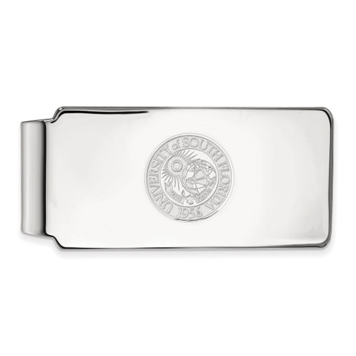 LogoArt University of South Florida Money Clip - Sterling Silver Rhodium-Plated Crest