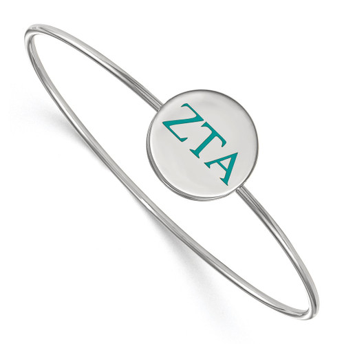LogoArt Zeta Tau Alpha Bracelet - Sterling Silver Rhodium-Plated Enameled Slip-on Bangle - SS023ZTA-7
