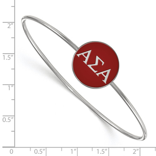 LogoArt Alpha Sigma Alpha Bracelet - Sterling S. Rhodium-Plated Enameled Slip-on Bangle - SS024ASI-7 - View 2