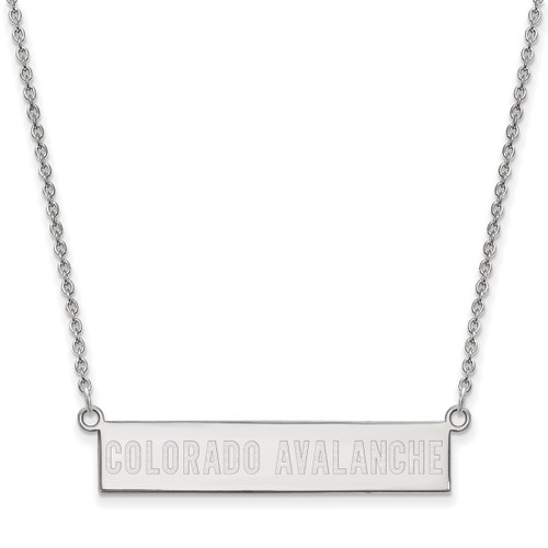 LogoArt Colorado Avalanche Necklace - Sterling Silver Rhodium-Plated Small Bar 18 Inch