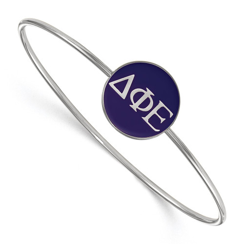 LogoArt Delta Phi Epsilon Bracelet - Sterling S. Rhodium-Plated Enameled Slip-on Bangle - SS024DPH-7