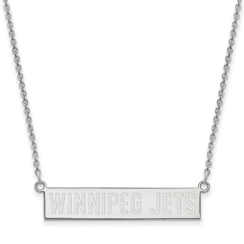 LogoArt Winnipeg Jets Necklace - Sterling Silver Rhodium-Plated Small Bar 18 Inch