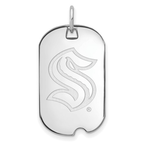 Sterling Silver Rhodium-Pltd NHL LogoArt Seattle Kraken Small Dog Tag