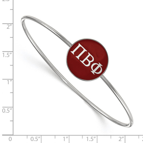 LogoArt Pi Beta Phi Bracelet - Sterling Silver Rhodium-Plated Enameled Slip-on Bangle - SS024PBP-7 - View 2