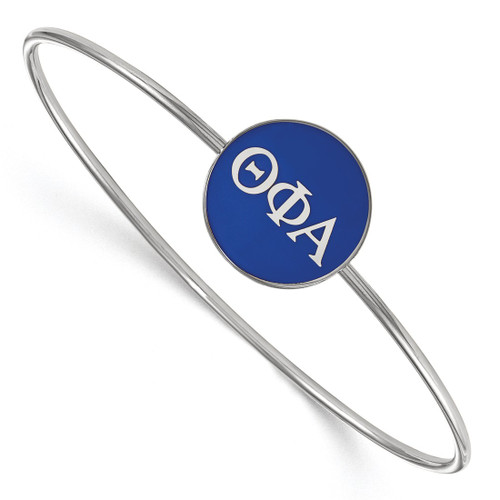 LogoArt Theta Phi Alpha Bracelet - Sterling Silver Rhodium-Plated Enameled Slip-on Bangle - SS024TPA-7