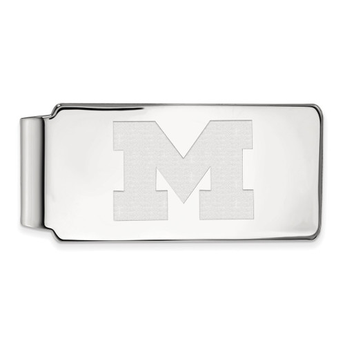 LogoArt University of Michigan Money Clip - Sterling Silver Rhodium-Plated Letter M