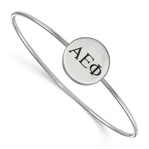 LogoArt Alpha Epsilon Phi Bracelet - Sterling S. Rhodium-Plated Enameled Slip-on Bangle - SS025AEP-7