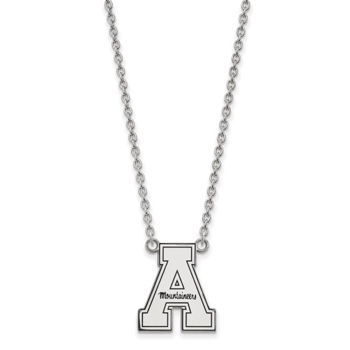 LogoArt Appalachian State University Necklace - Sterling Silver Rhodium-Plated Enameled Large Pendant 18 Inch