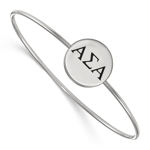 LogoArt Alpha Sigma Alpha Bracelet - Sterling S. Rhodium-Plated Enameled Slip-on Bangle - SS025ASI-7