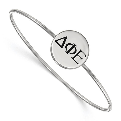 LogoArt Delta Phi Epsilon Bracelet - Sterling S. Rhodium-Plated Enameled Slip-on Bangle - SS025DPH-7