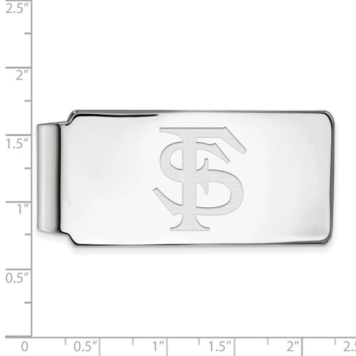 LogoArt Florida State University Money Clip - Sterling Silver Rhodium-Plated F-S - View 2