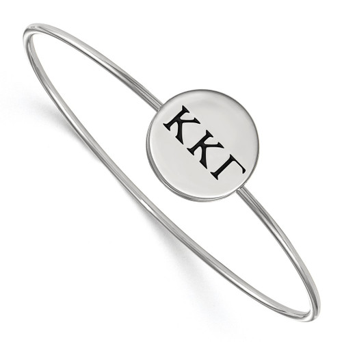 LogoArt Kappa Kappa Gamma Bracelet - Sterling S. Rhodium-Plated Enameled Slip-on Bangle - SS025KKG-7