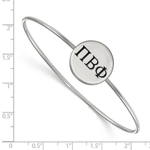 LogoArt Pi Beta Phi Bracelet - Sterling Silver Rhodium-Plated Enameled Slip-on Bangle - SS025PBP-7 - View 2