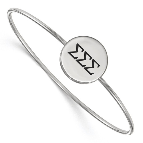 LogoArt Sigma Sigma Sigma Bracelet - Sterling S. Rhodium-Plated Enameled Slip-on Bangle - SS025SSS-7