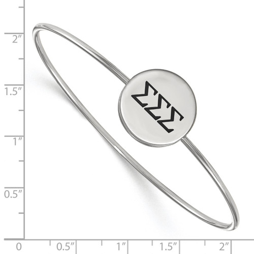 LogoArt Sigma Sigma Sigma Bracelet - Sterling S. Rhodium-Plated Enameled Slip-on Bangle - SS025SSS-7 - View 2