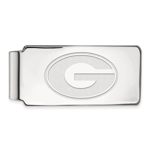 LogoArt University of Georgia Money Clip - Sterling Silver Rhodium-Plated Letter G