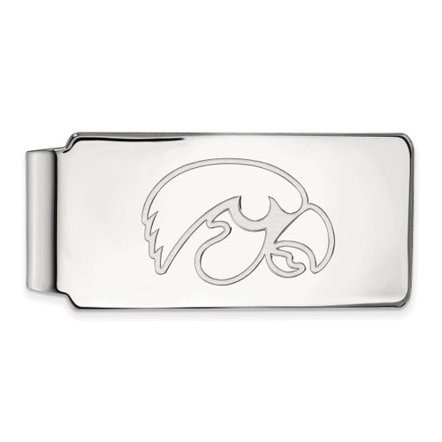 LogoArt University of Iowa Money Clip - Sterling Silver Rhodium-Plated Hawk