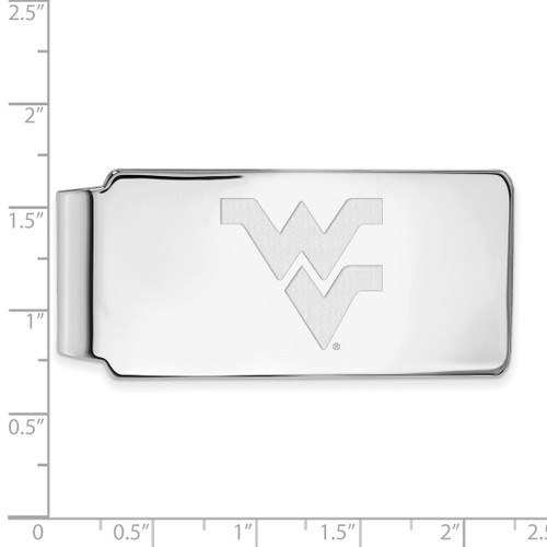 LogoArt West Virginia University Money Clip - Sterling Silver Rhodium-Plated W-V - View 2