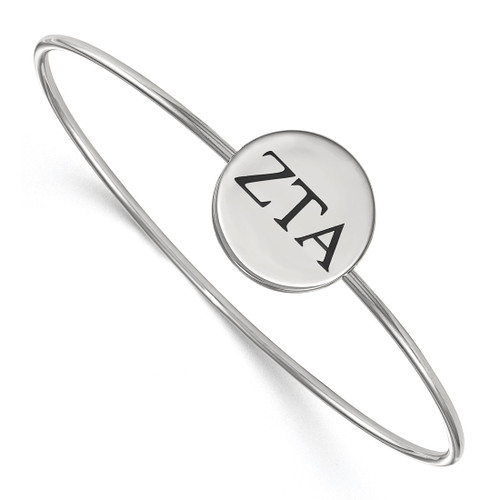 LogoArt Zeta Tau Alpha Bracelet - Sterling Silver Rhodium-Plated Enameled Slip-on Bangle - SS025ZTA-7