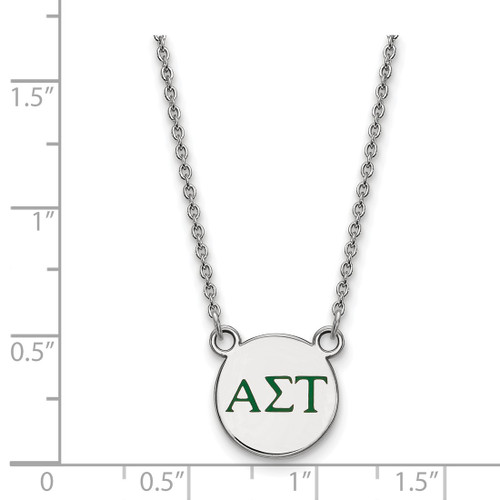 LogoArt Alpha Sigma Tau Necklace - Sterling Silver Rhodium-Plated Sorority Greek Letters Small Color Enamel Pendant 18 Inch - SS027ALS-18 - View 2