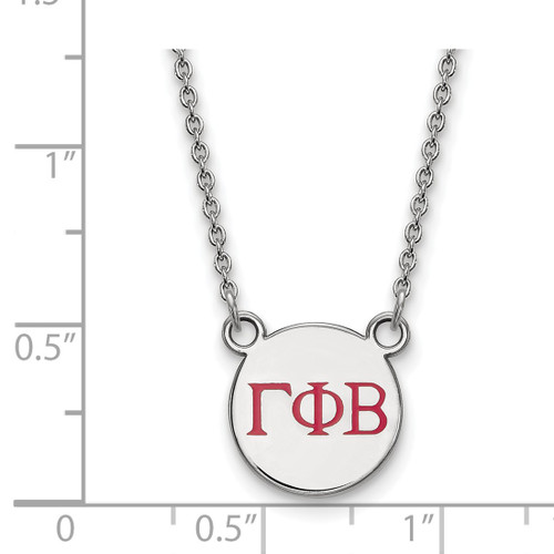 LogoArt Gamma Phi Beta Necklace - Sterling Silver Rhodium-Plated Sorority Greek Letters Small Color Enamel Pendant 18 Inch - SS027GPB-18 - View 2