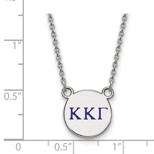 LogoArt Kappa Kappa Gamma Necklace - Sterling Silver Rhodium-Plated Sorority Greek Letters Small Color Enamel Pendant 18 Inch - SS027KKG-18 - View 2