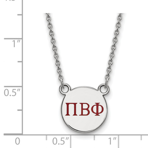 LogoArt Pi Beta Phi Necklace - Sterling Silver Rhodium-Plated Sorority Greek Letters Small Color Enamel Pendant 18 Inch - SS027PBP-18 - View 2
