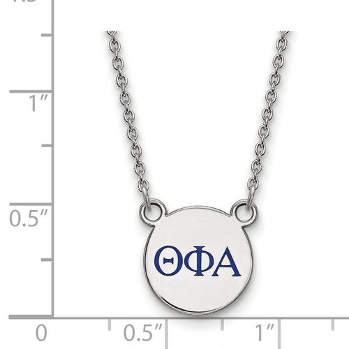 LogoArt Theta Phi Alpha Necklace - Sterling Silver Rhodium-Plated Sorority Greek Letters Small Color Enamel Pendant 18 Inch - SS027TPA-18 - View 2