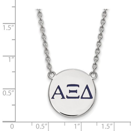 LogoArt Alpha Xi Delta Necklace - Sterling Silver Rhodium-Plated Sorority Greek Letters Large Color Enamel Pendant 18 Inch - SS028AXD-18 - View 2