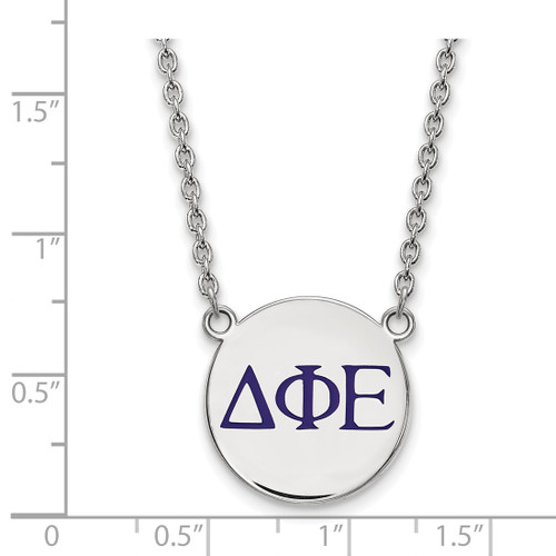 LogoArt Delta Phi Epsilon Necklace - Sterling Silver Rhodium-Plated Sorority Greek Letters Large Color Enamel Pendant 18 Inch - SS028DPH-18 - View 2